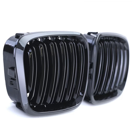 Griglia Doppia Alette Lucida Anteriore per BMW Serie 3 E46 98-01 Berlina Touring