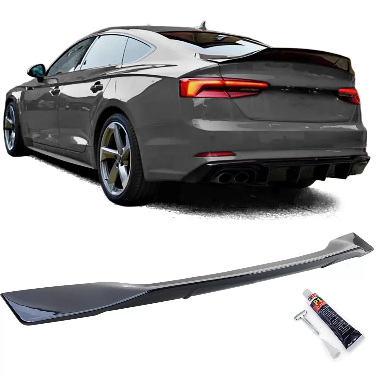 Spoiler Posteriore Ducktail Lucido Nero per Audi A5 F5 Coupé Sportback dal 2016