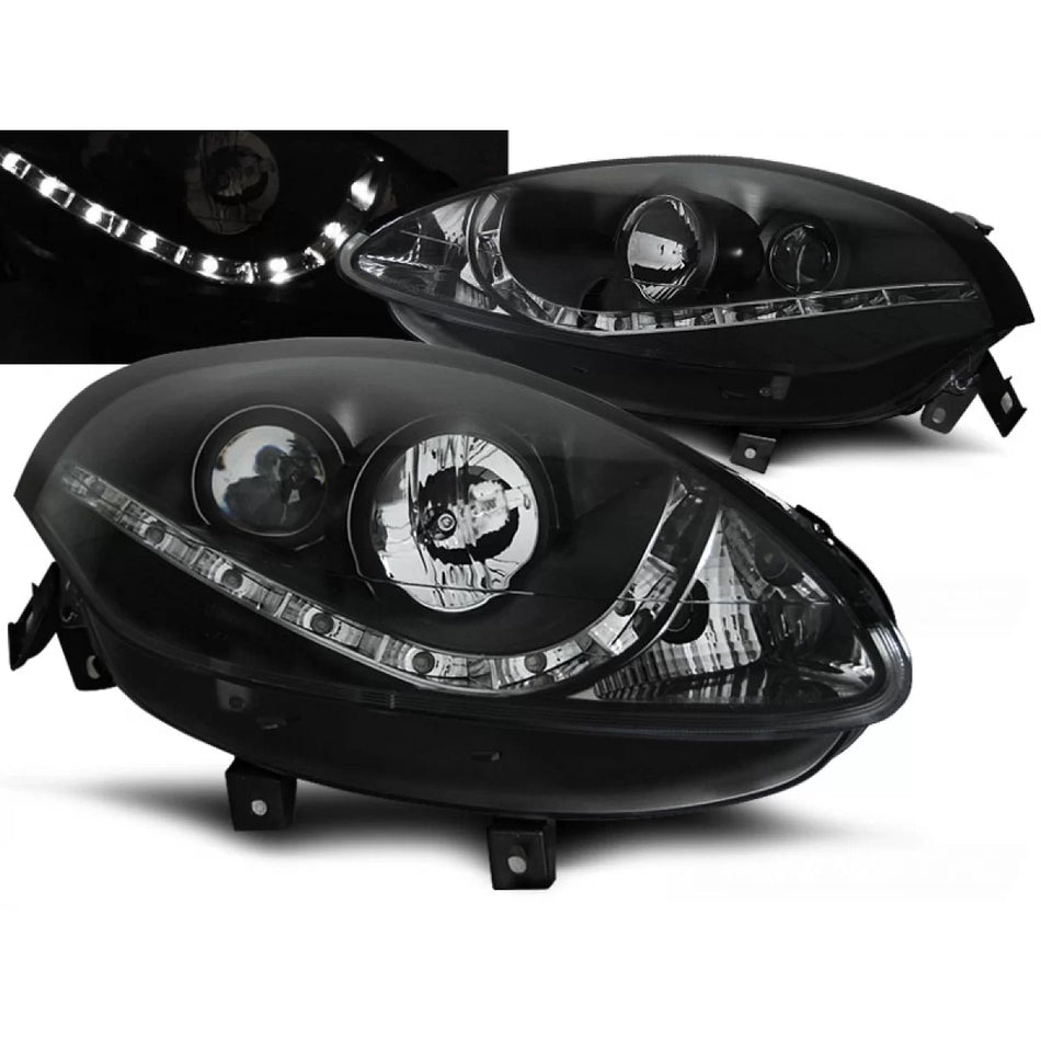 Fanali Daylight Neri Anteriori per Fiat Bravo Ii 07-15