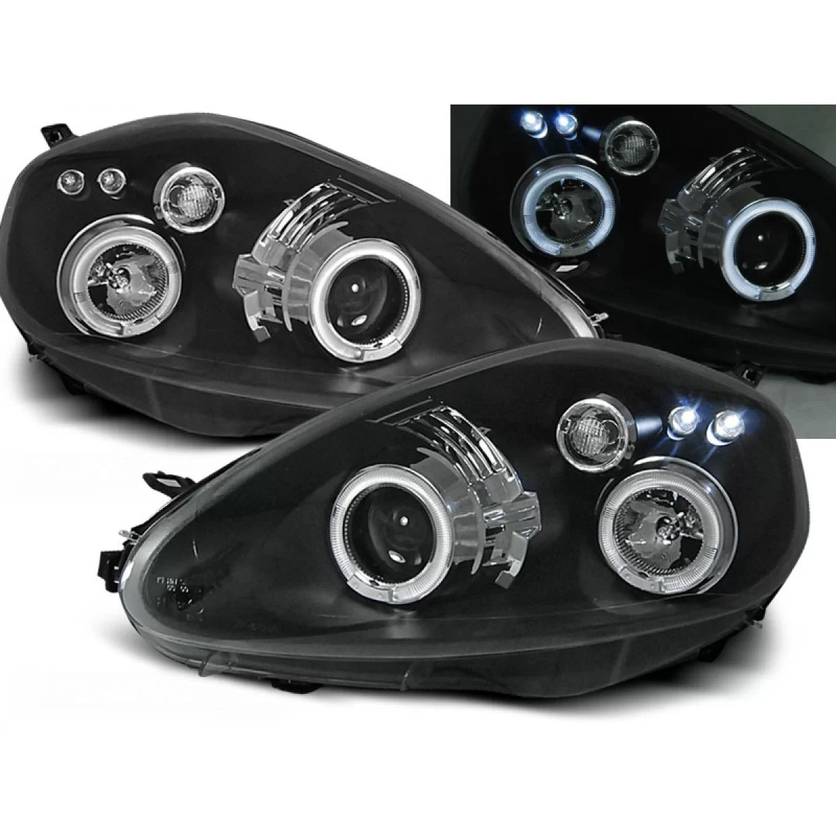 Fanali Angel Eyes Neri Anteriori Fiat Grande Punto 09.05-08