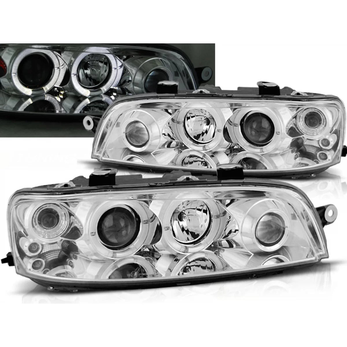 Fanali Angel Eyes Cromati per Fiat Punto 2 10.99-06.03