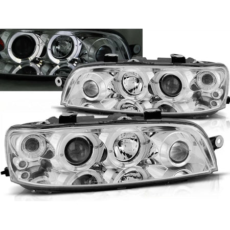 Fanali Angel Eyes Cromati per Fiat Punto 2 10.99-06.03
