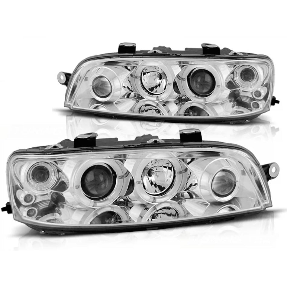 Fanali Angel Eyes Cromati per Fiat Punto 2 10.99-06.03