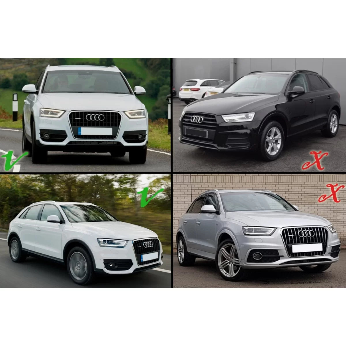 Fendinebbia Copri Griglie Laterali RS Design Nero Lucido per Audi Q3 8U