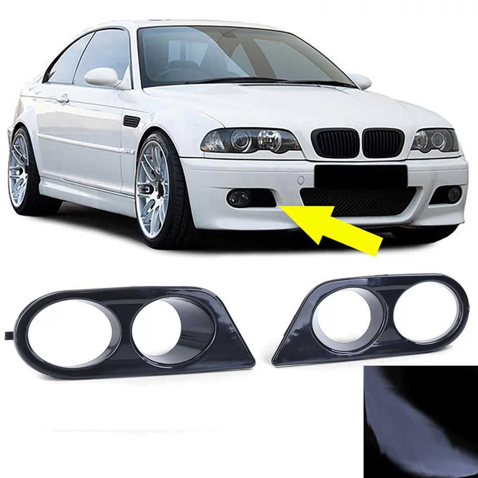 Fendinebbia Copri Anteriore Nero Lucido per BMW Serie 3 E46