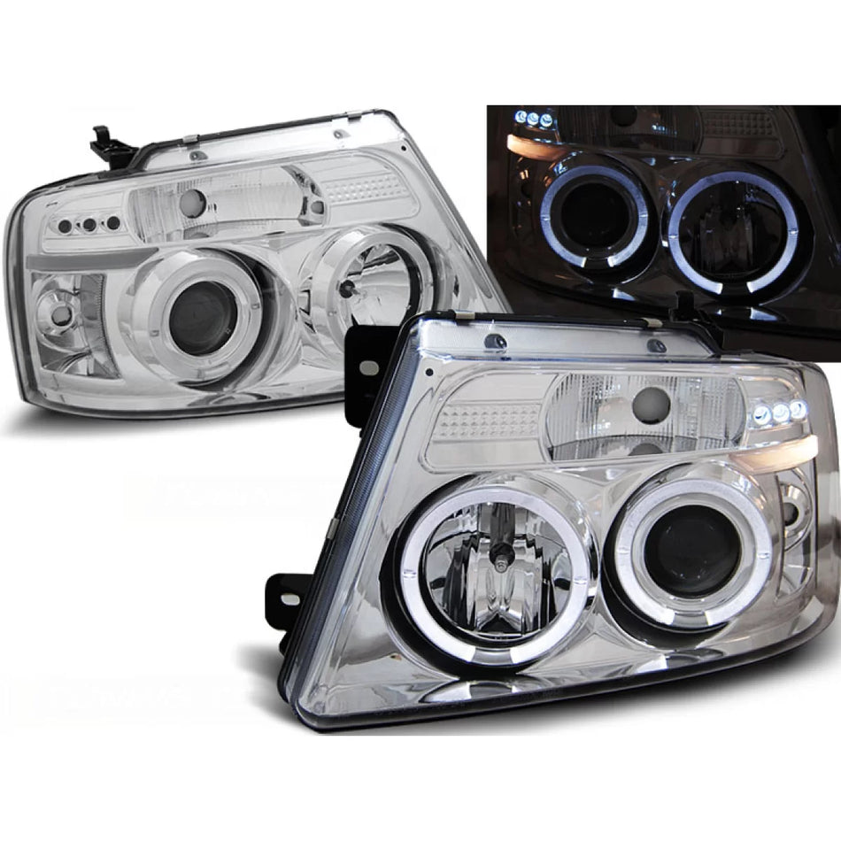 Fanali Angel Eyes Cromati per Ford F150 MK11 2004-2008