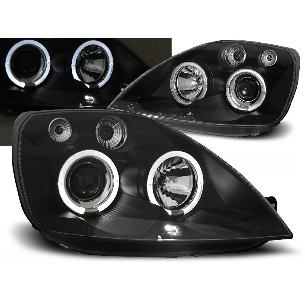 Fanali Angel Eyes Neri Anteriori per Ford Fiesta MK6 05.02-08.05