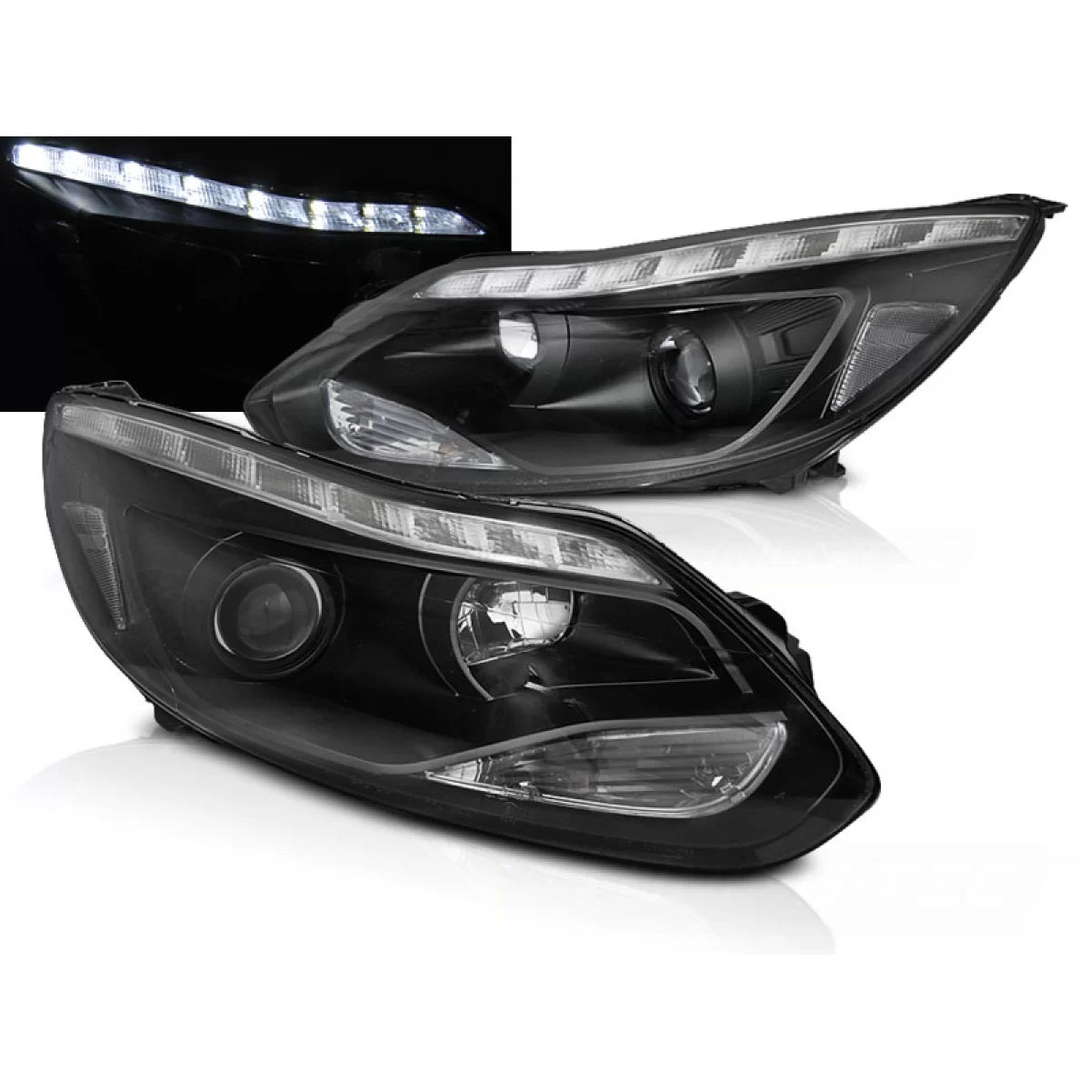 Fanali Posteriori LED Neri per Ford Focus MK3 11-10.14