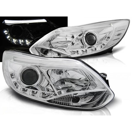 Fanali Tubolari Cromati Anteriori per Ford Focus MK3 11-10.14