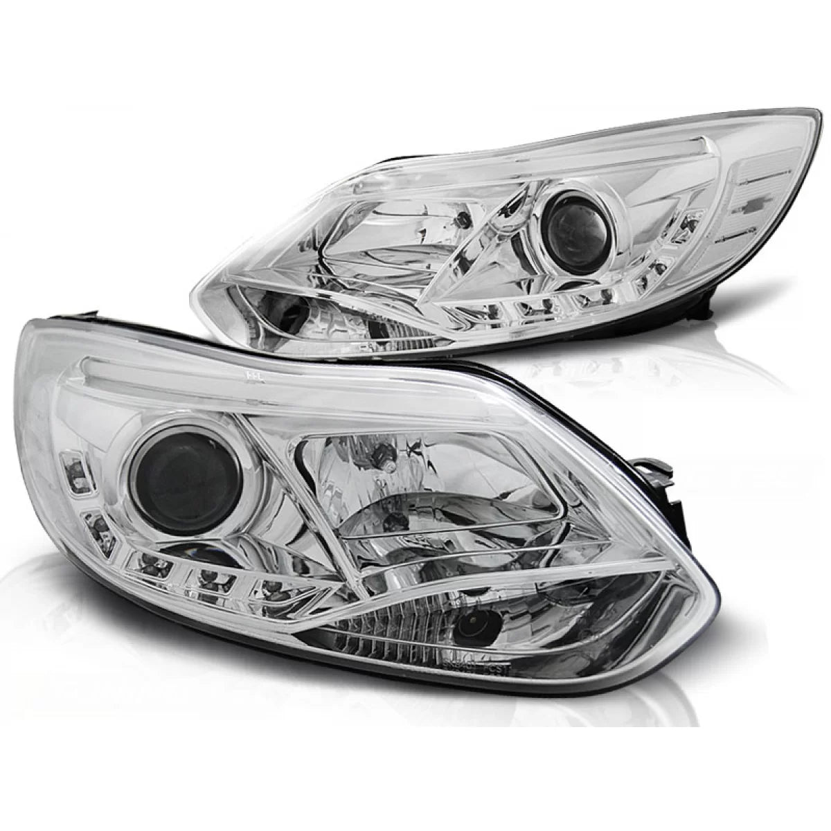 Fanali Tubolari Cromati Anteriori per Ford Focus MK3 11-10.14