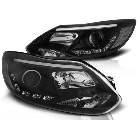 Fanali Tubolari Neri Anteriori per Ford Focus MK3 11-10.14