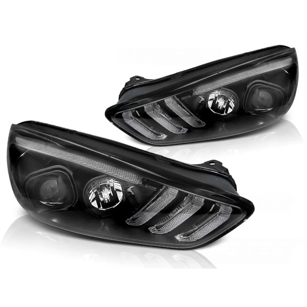 Luci Diurne LED Nere con Frecce Sequenziali per Ford Focus MK3 15-18