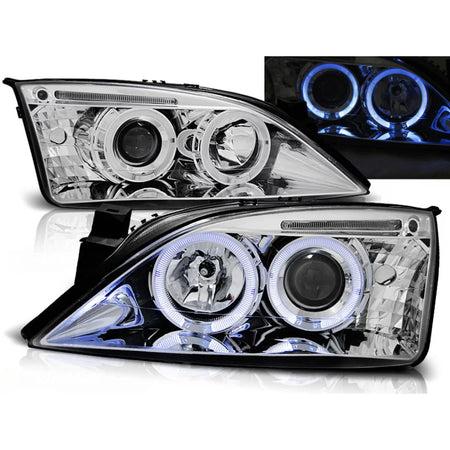 Fanali Angel Eyes Cromati Anteriori per Ford Mondeo 09.00-05.07