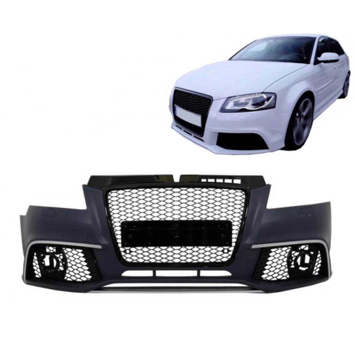 Paraurti Anteriore RS3 Look con Griglia Nera per Audi A3 8P Facelift 08-12