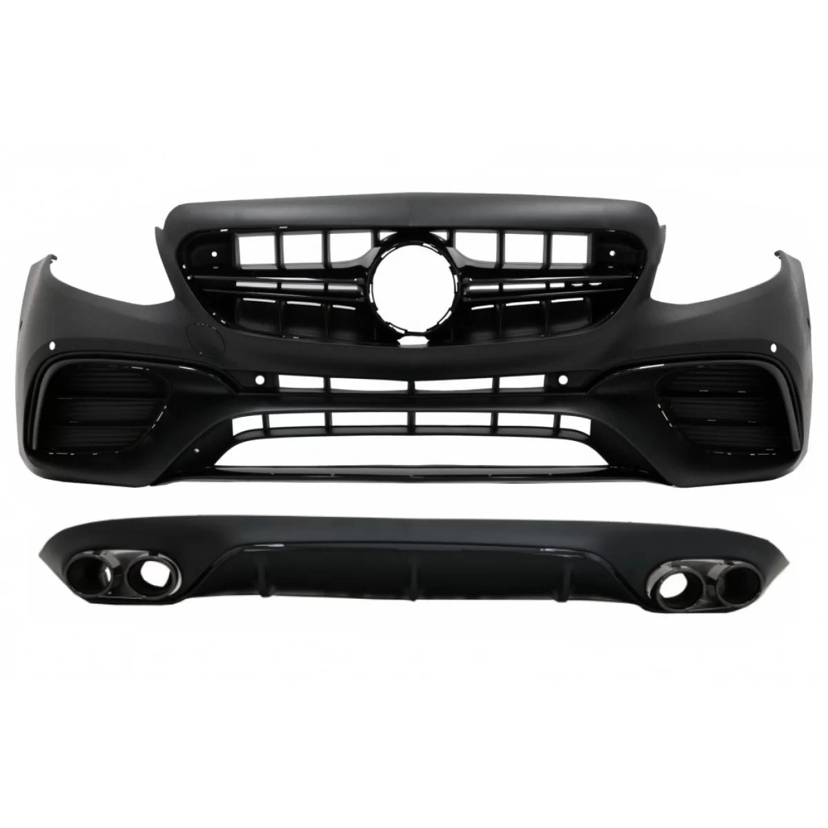 Paraurti Anteriore con Diffusore e Terminali Scarico E63 Design All Nero