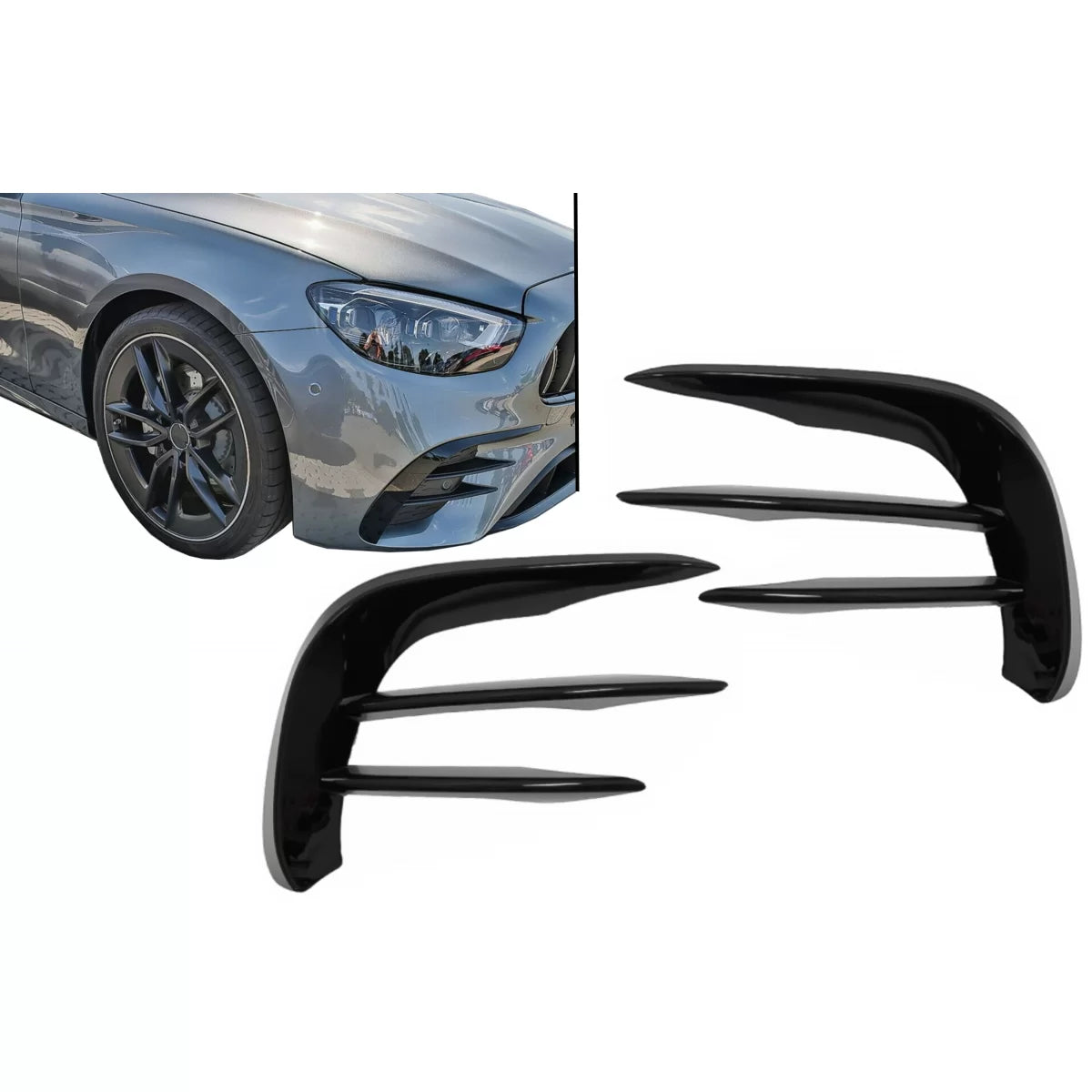 Paraspruzzi Anteriore Laterale Nero Lucido per Mercedes Classe E W213 A238