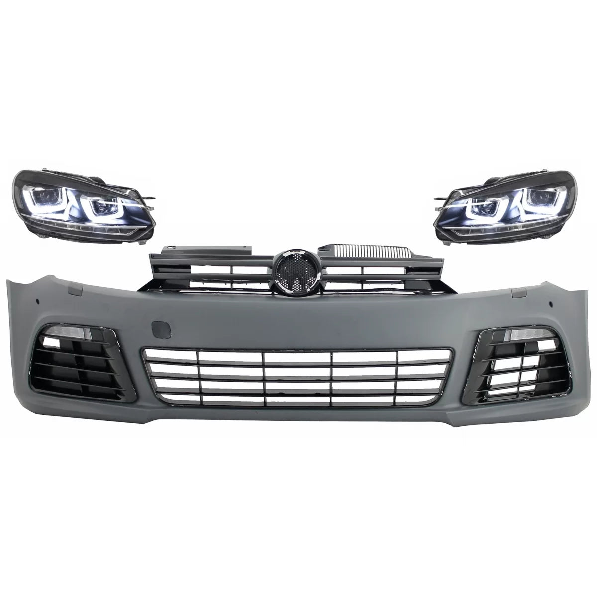 Paraurti Anteriore con Fari LED Direzionali Cromati per Volkswagen Golf Vi