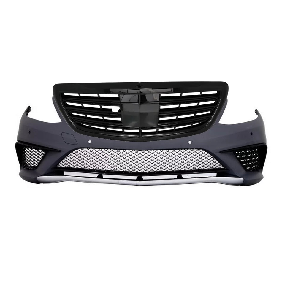 Paraurti Anteriore S63 Design con Griglia Centrale Nero Lucido per Mercedes
