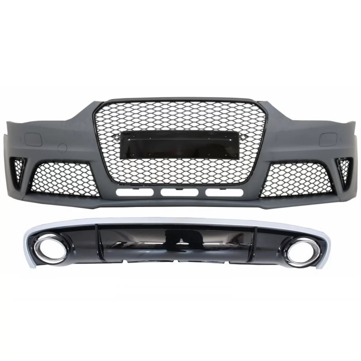 Paraurti Anteriore con Diffusore Posteriore e Terminali Scarico per Audi A4 B8