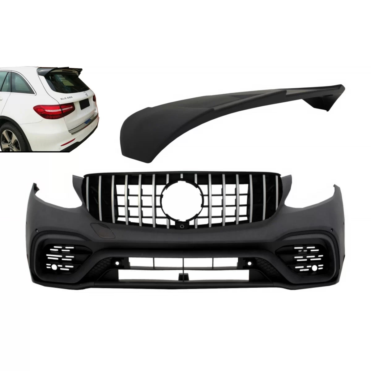 Paraurti Anteriore con Spoiler Tetto Posteriore per Mercedes GLC X253 2015-2019