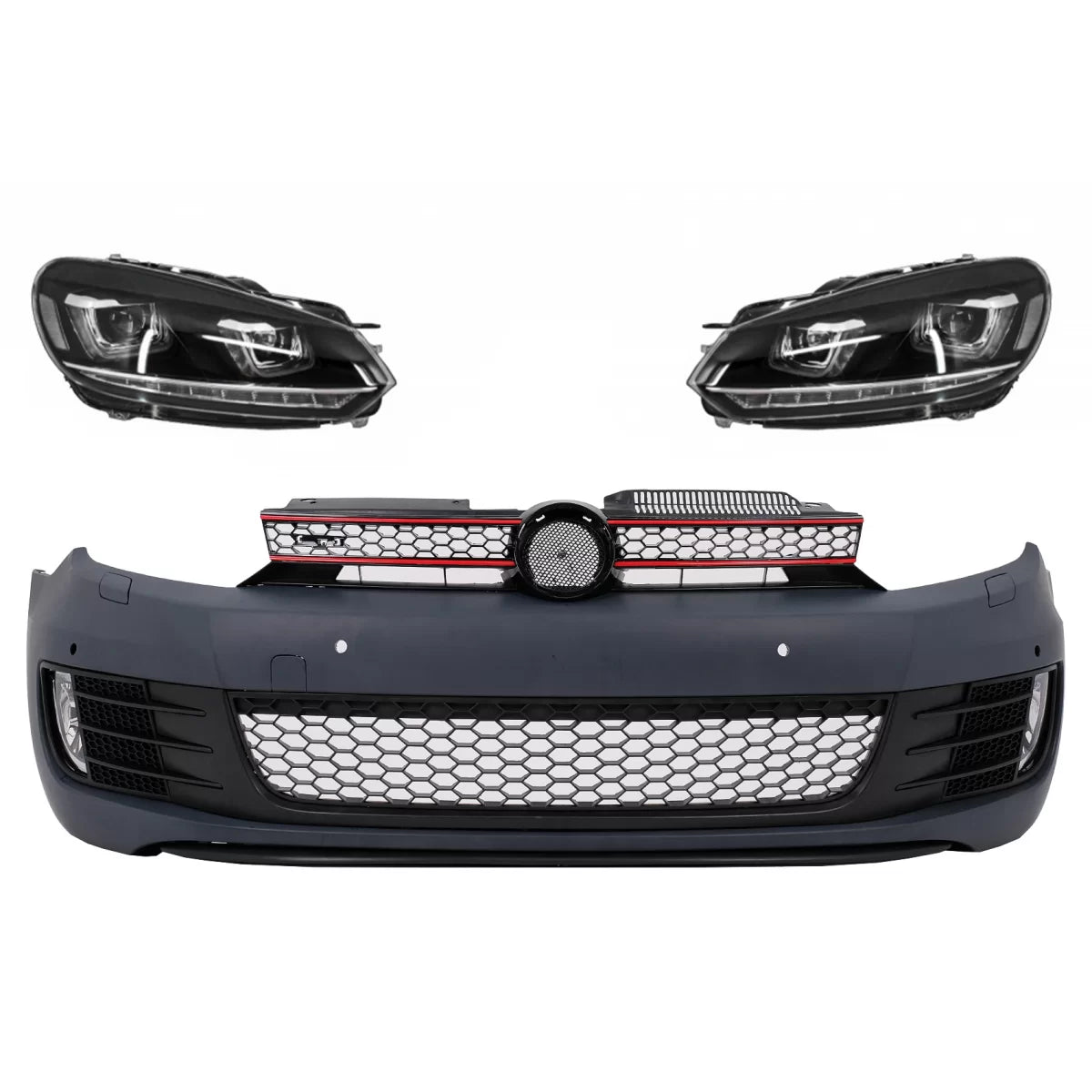 Paraurti Anteriore con Fari LED Dx VW Golf 6 2008-2013 GTI U Design Cromato