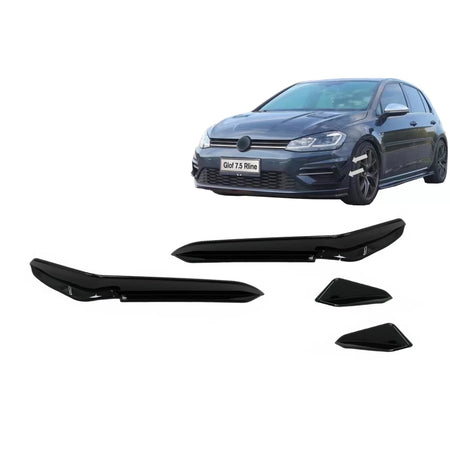 Alette Paraurti Anteriore Laterali Nero Lucido per VW Golf 7.5 R 2017-2020