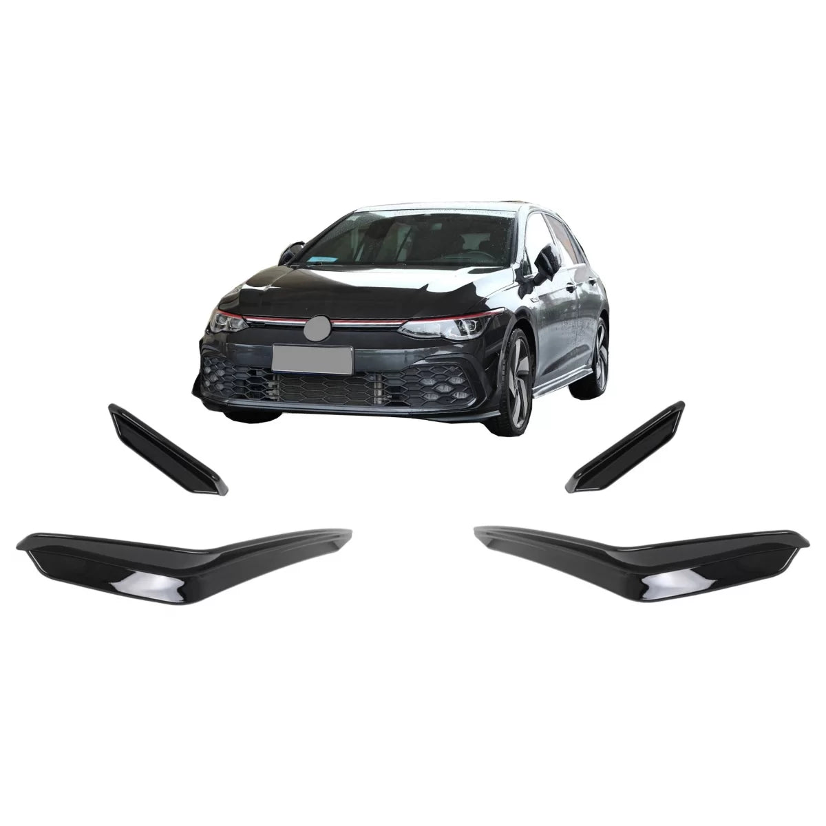 Alette Laterali Paraurti Anteriore Piano Nero per Volkswagen Golf 8 MK8 MQB