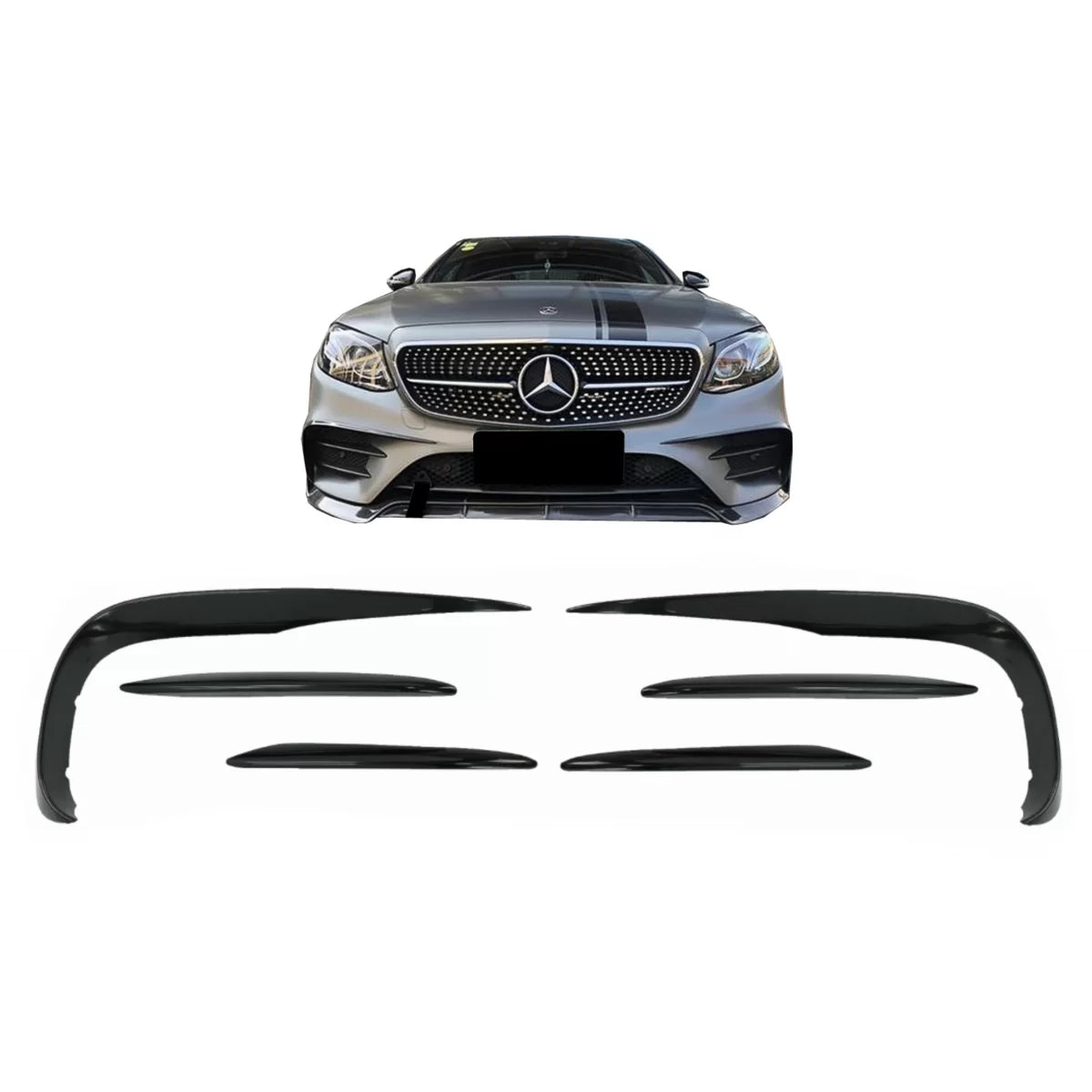 Alette Paraurti Anteriore Nero Lucido per Mercedes Classe E W213 S213 C238 A238