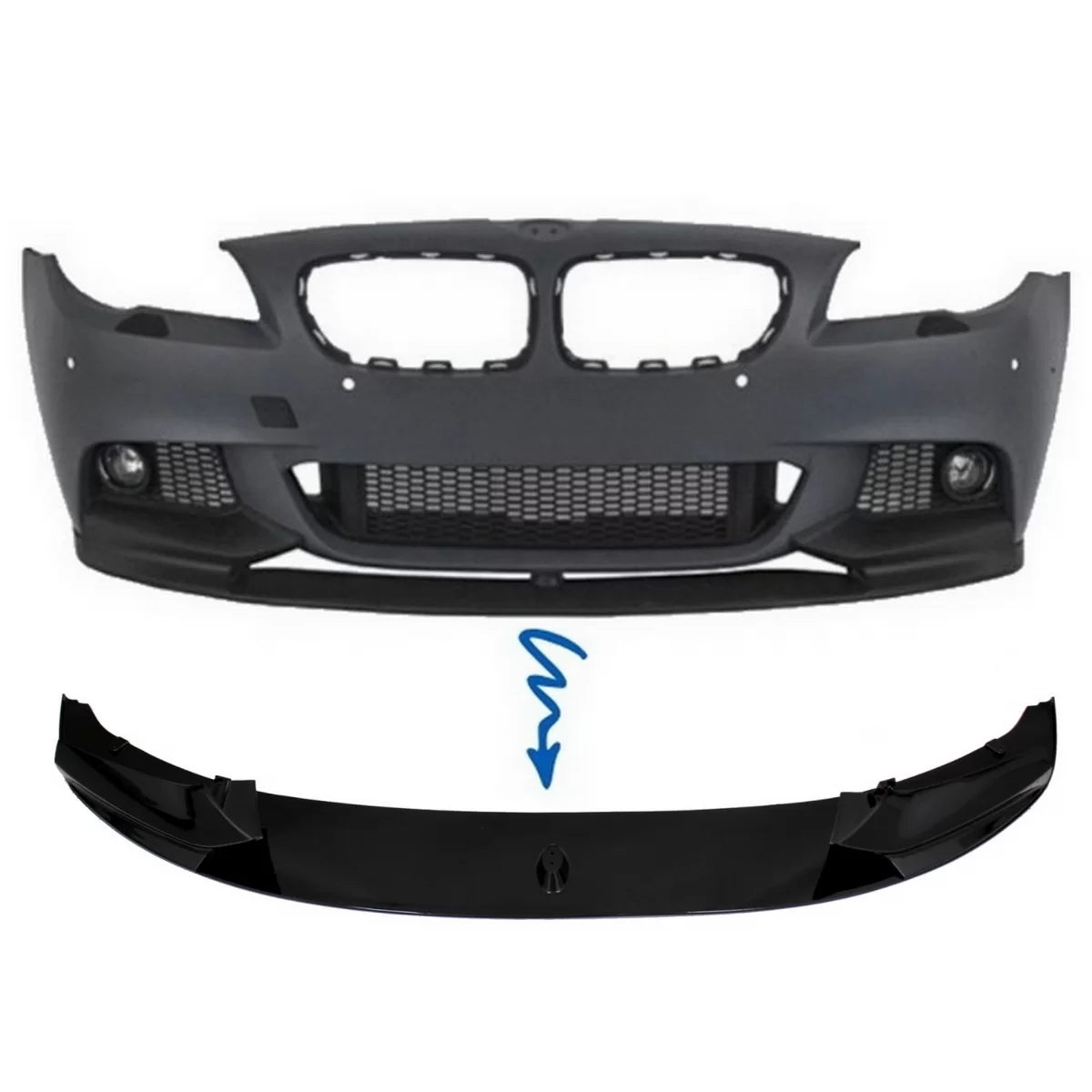 Spoiler Paraurti Anteriore Lucido Nero M Design per BMW Serie 5 F10 F11