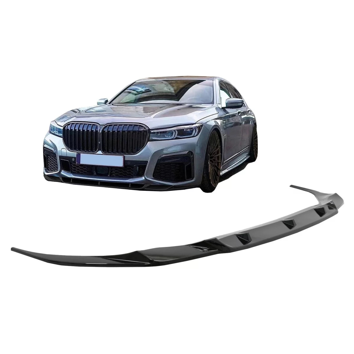 Spoiler Paraurti Anteriore Nero Lucido per BMW Serie 7 G11 G12 LCI M Sport