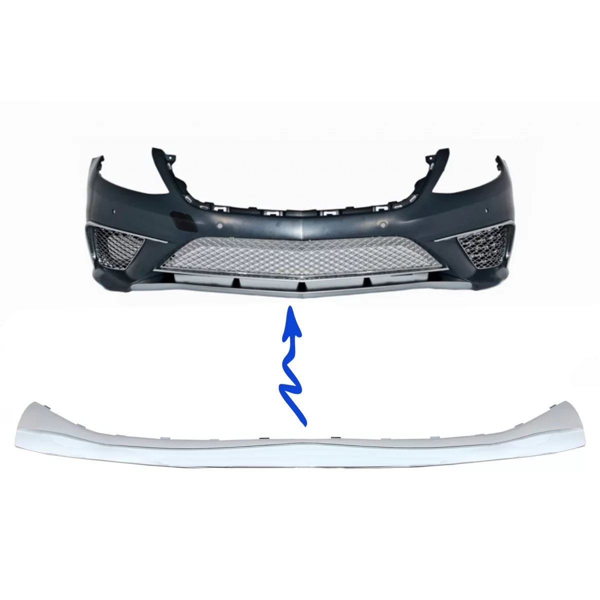 Spoiler Superiore Paraurti Anteriore Cromato per Mercedes Classe S W222