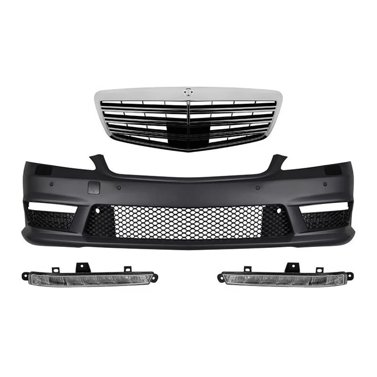 Griglia Anteriore Paraurti Design S63 S65 con Luci Diurne per Mercedes Classe S