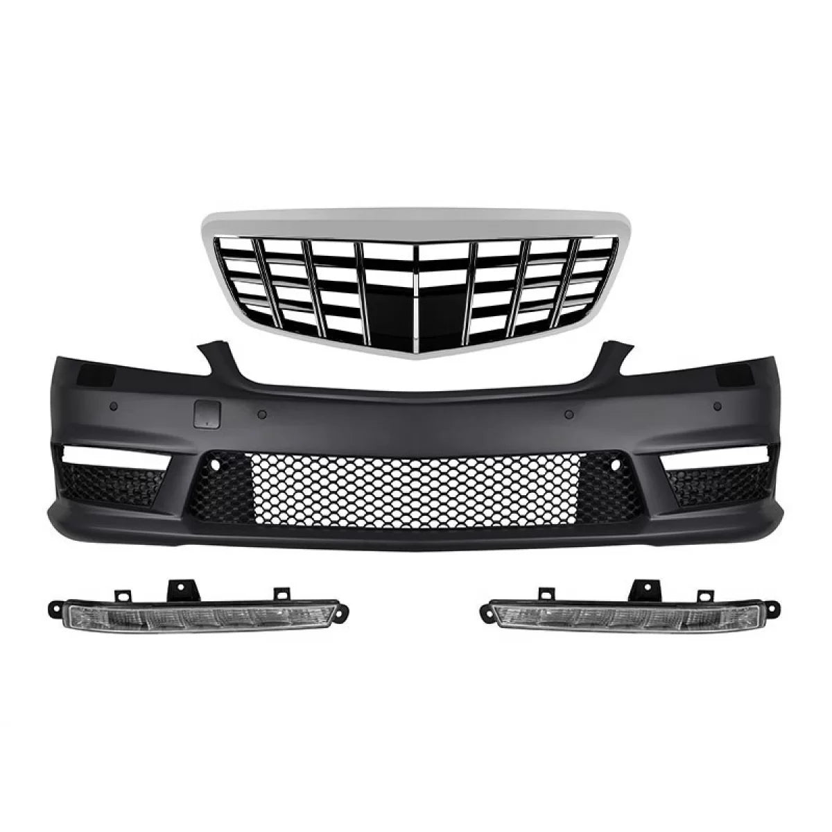 Griglia Anteriore Paraurti Design S63 S65 con Luci Diurne per Mercedes Classe S
