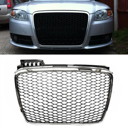 Griglia Anteriore Honeycomb Cromato Nero RS4 Look per Audi A4 B7 04-07