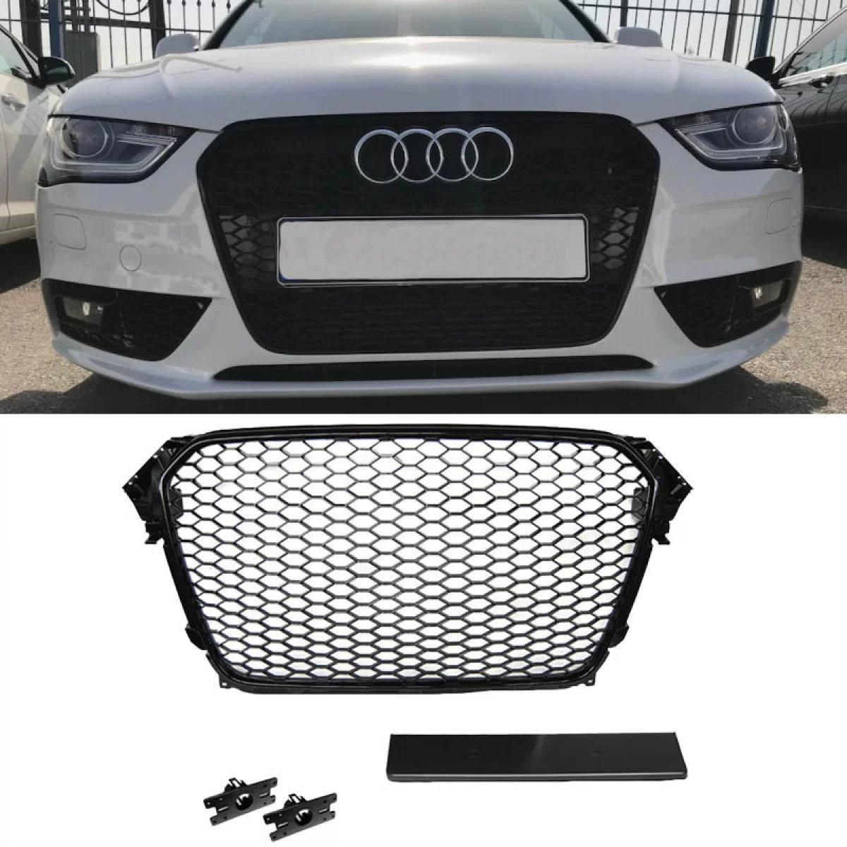 Griglia Anteriore Nido D'ape Lucida RS4 per Audi A4 B8 2011-2015