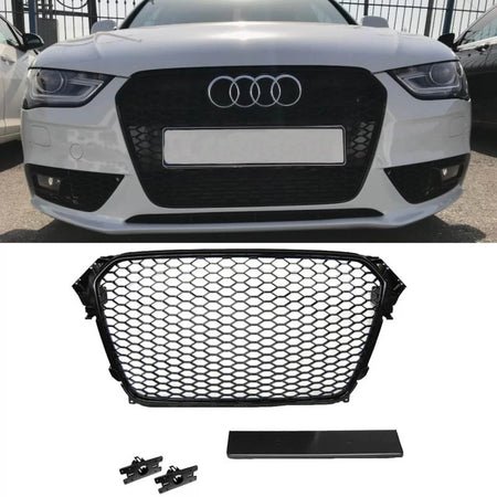 Griglia Anteriore Nido D'ape Lucida RS4 per Audi A4 B8 2011-2015