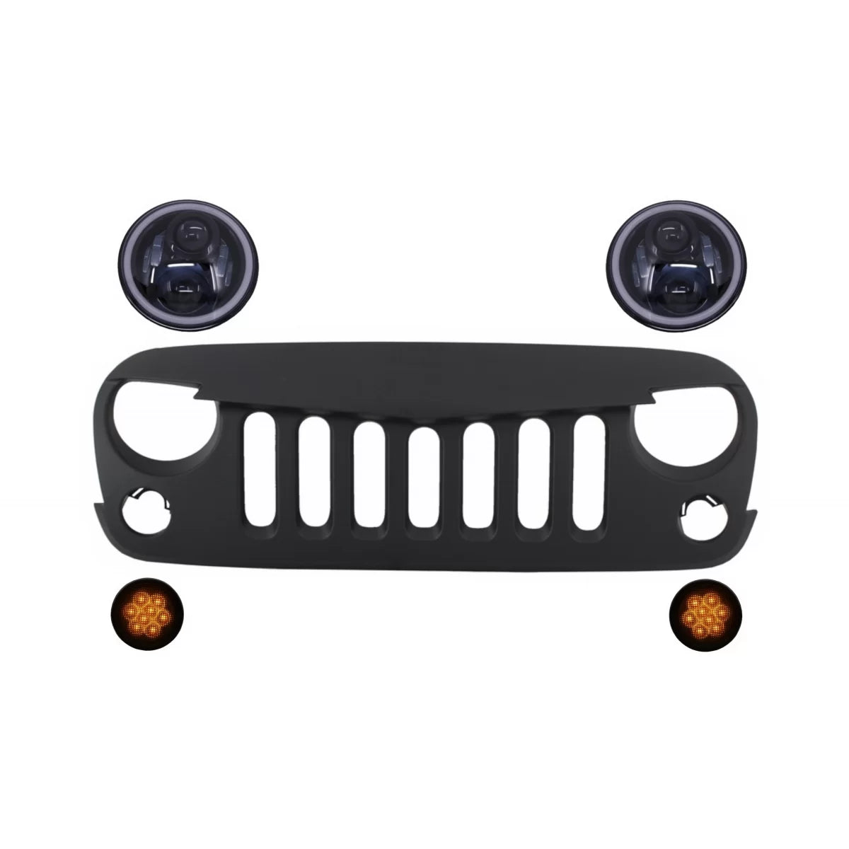 Fari Anteriori LED Angel Eye con Indicatori Jeep Wrangler Rubicon Jk 2007-2017