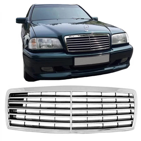 Griglia Anteriore Cromata Nera per Mercedes Classe C W202 Avantgarde 93-01