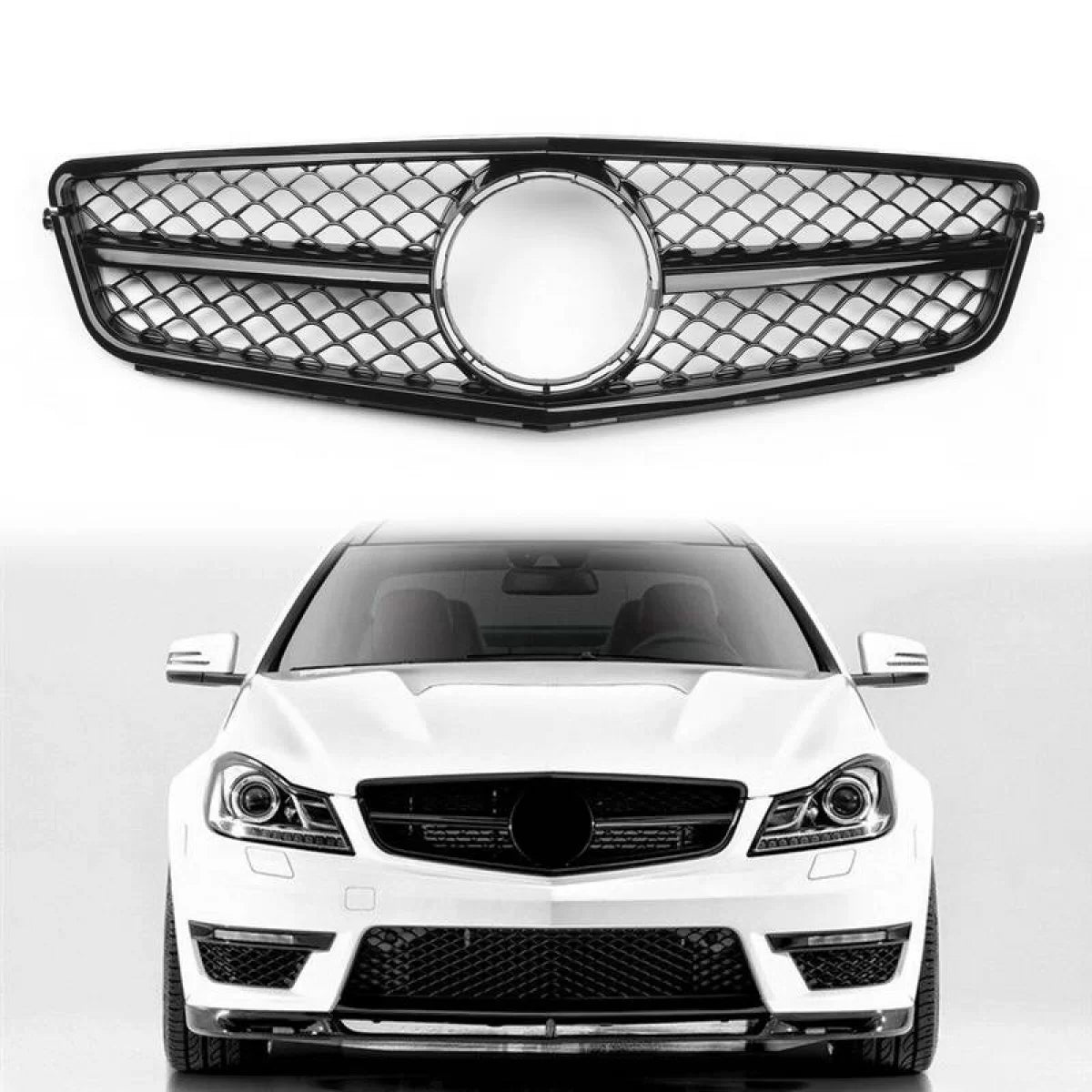 Griglia Anteriore Singola Lucida Nera Design C63 per Mercedes Classe C W204