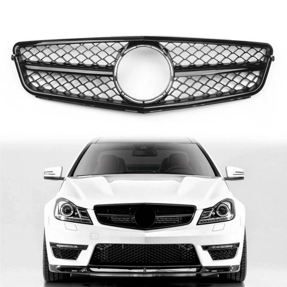 Griglia Anteriore Singola Lucida Nera Design C63 per Mercedes Classe C W204