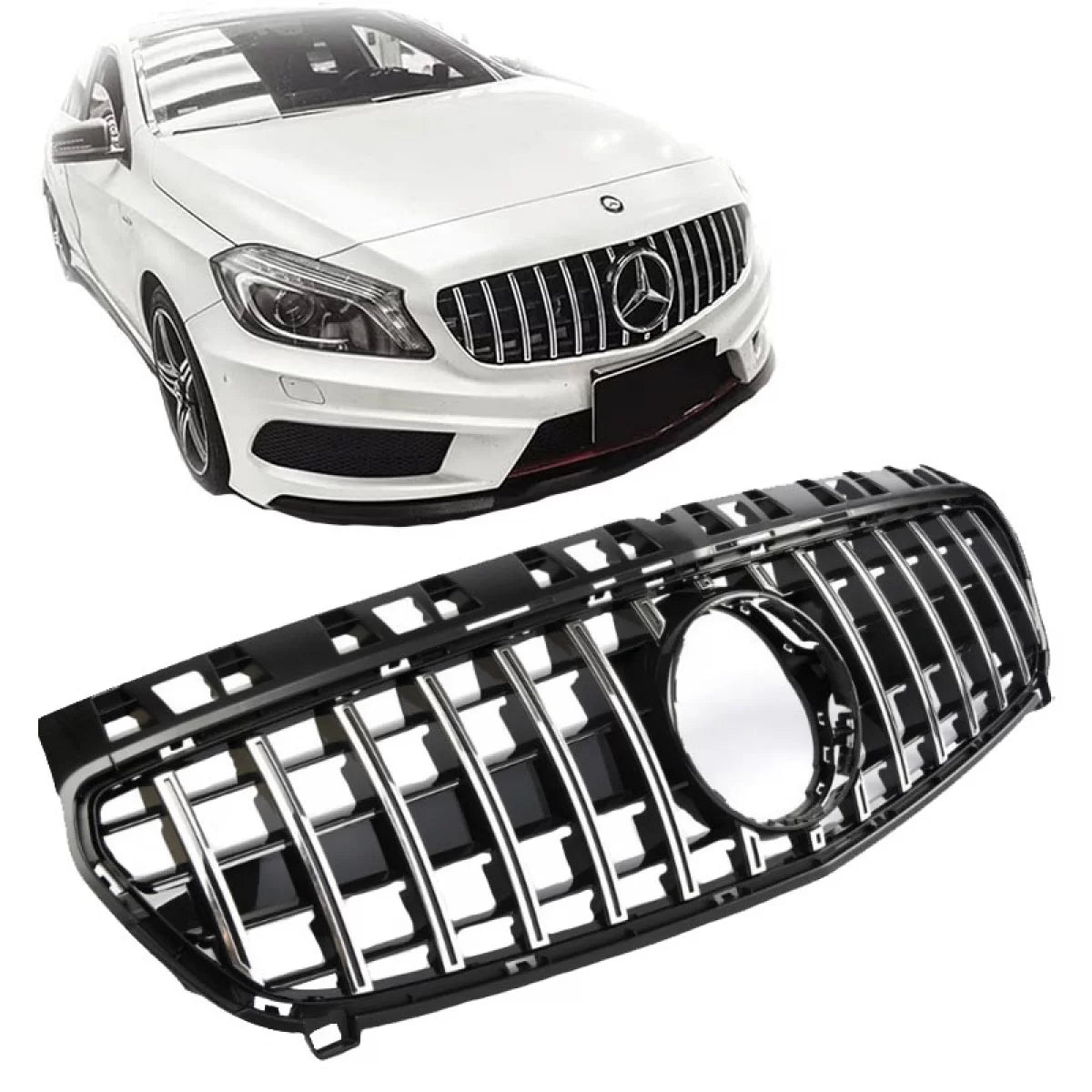 Griglia Anteriore Nera Cromata Panamericana per Mercedes Classe A W176 12-15
