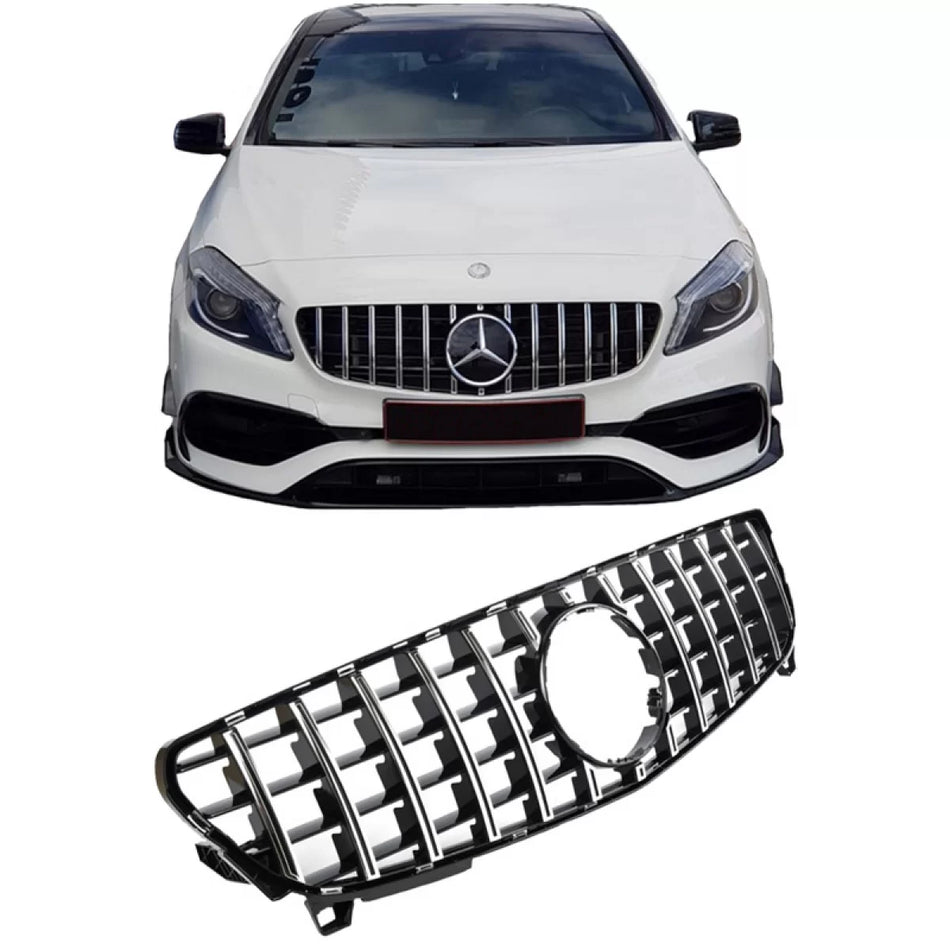 Griglia Anteriore Panamericana Nera Cromo per Mercedes Classe A W176 15-18