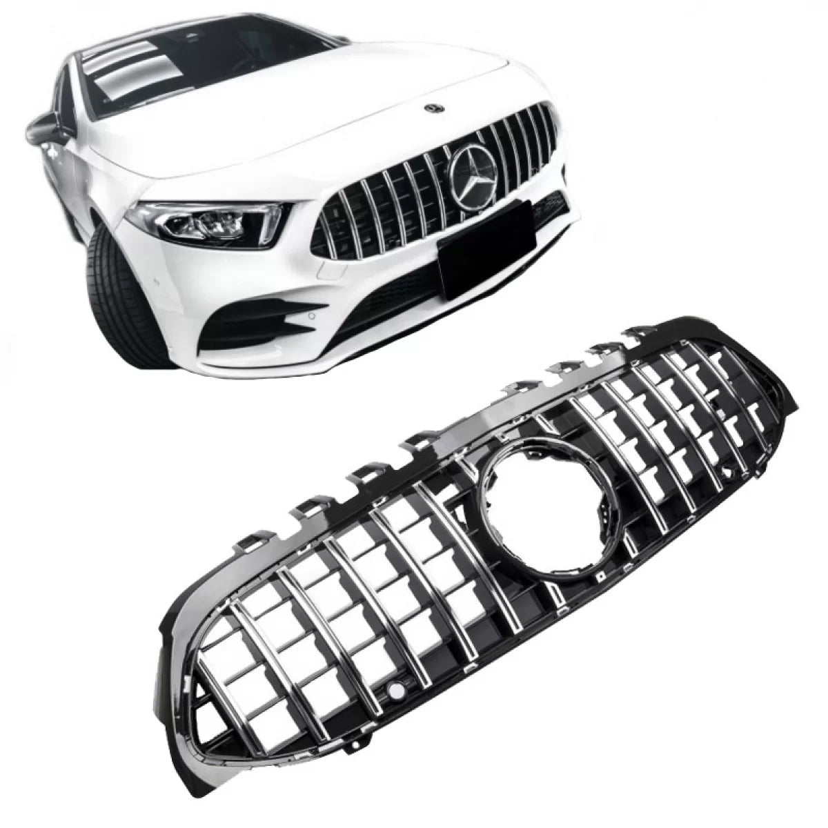 Griglia Anteriore Panamericana Nero Cromo per Mercedes Classe A W177 18+ GT