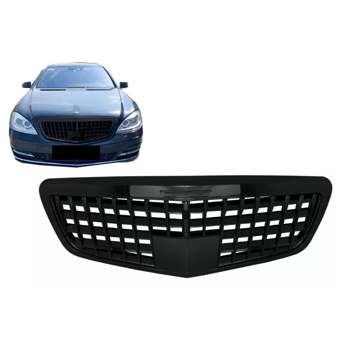 Griglia Anteriore Verticale Nero Lucido per Mercedes Classe S W221 2010-2013
