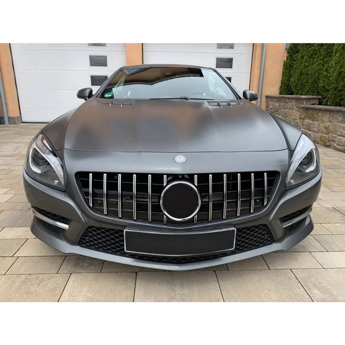 Griglia Anteriore Nera Cromata Gt-r Panamericana con Sensori PDC per Mercedes