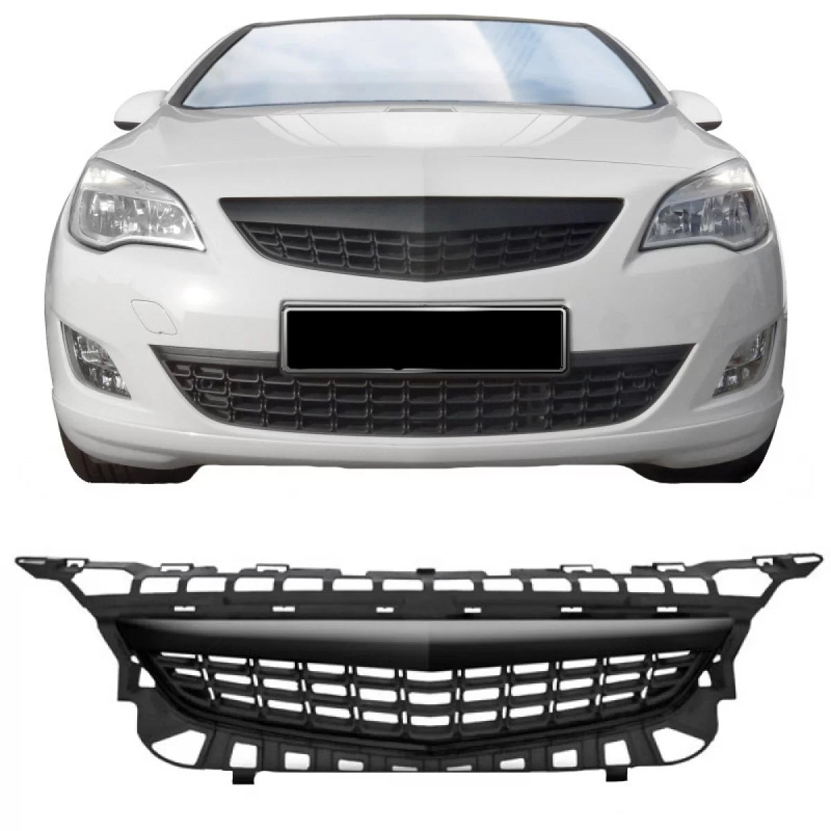Griglia Anteriore Nera Honeycomb Senza Logo per Opel Astra J 5 Porte 09-12