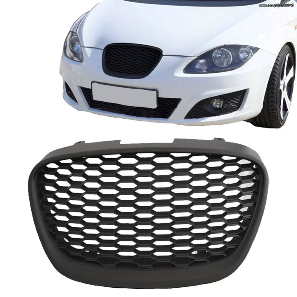 Griglia Anteriore Nera Senza Logo Honeycomb per Seat Leon 1P Altea 09-13