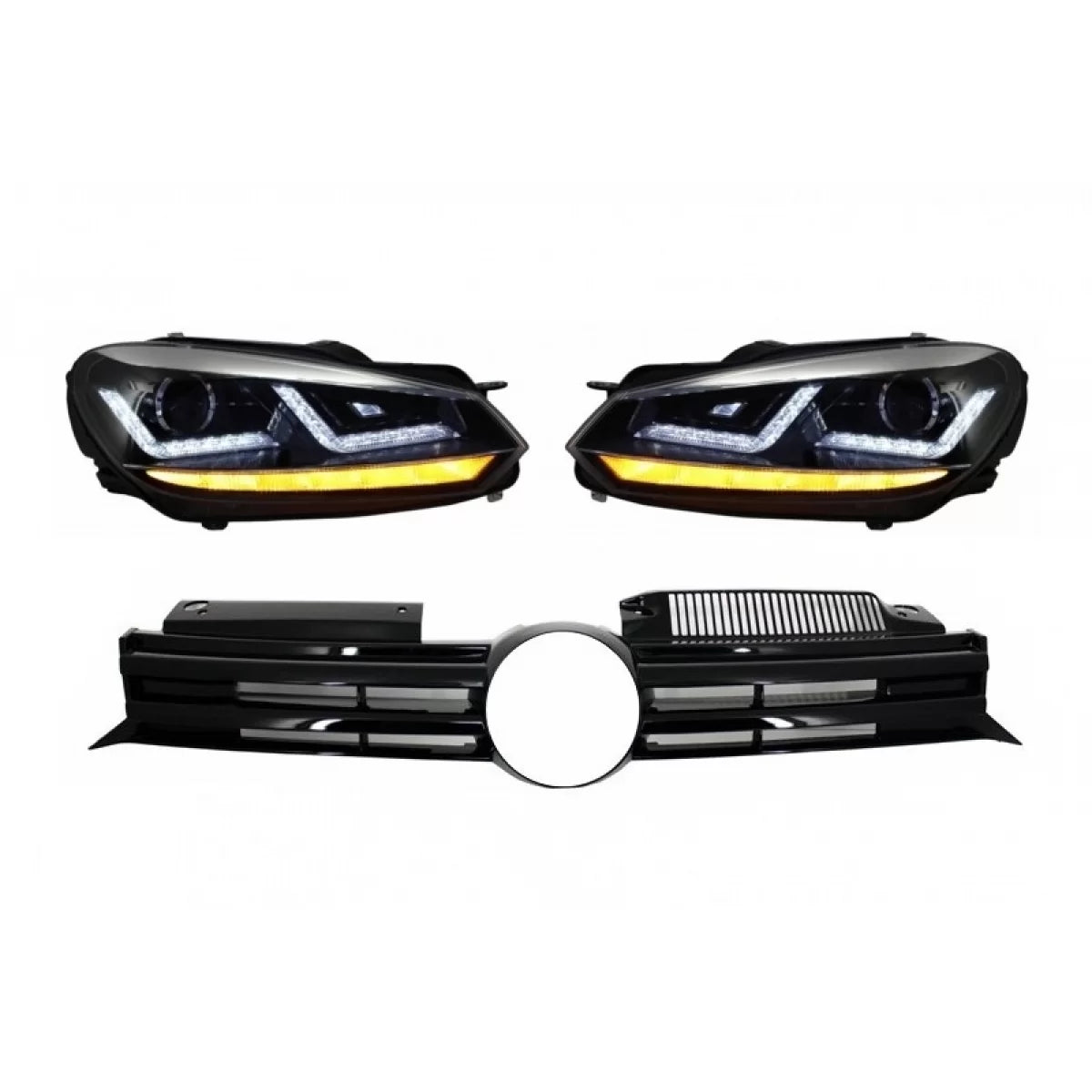 Griglia Anteriore Cromata con Luci LED Dinamiche per Volkswagen Golf 6 Vi