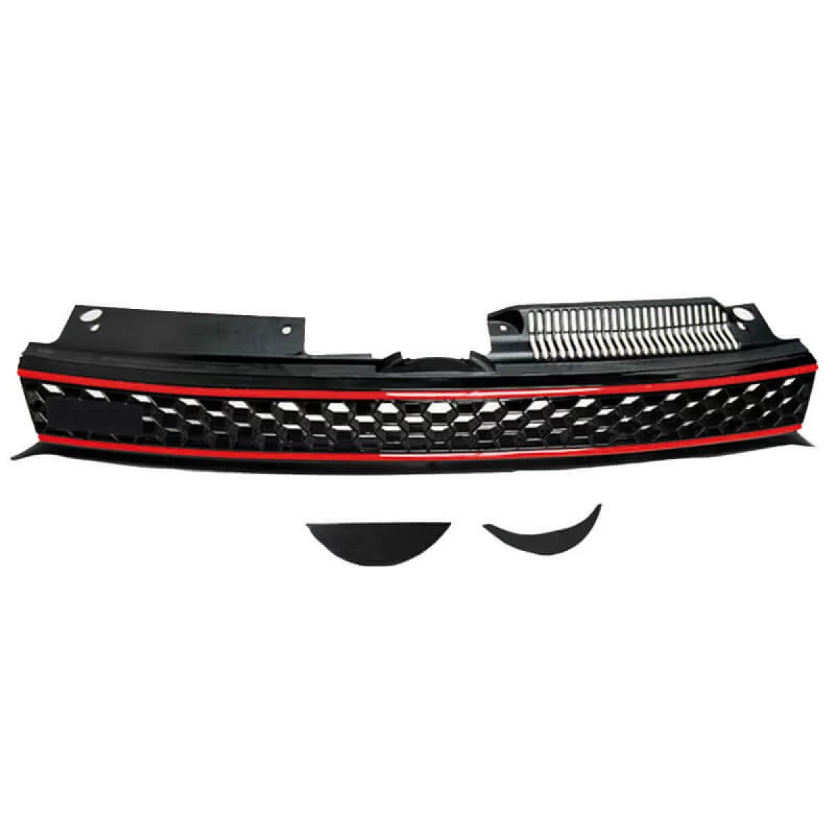 Griglia Anteriore Nido D'ape con Linea Rossa per VW Golf Vi 08-11 GTI Look