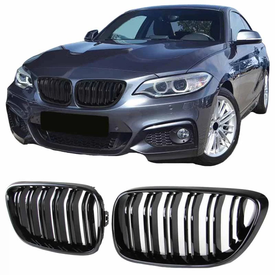Griglia Anteriore Doppia Lucida Nera M4 Look per BMW Serie 2 F22 F23 14-16